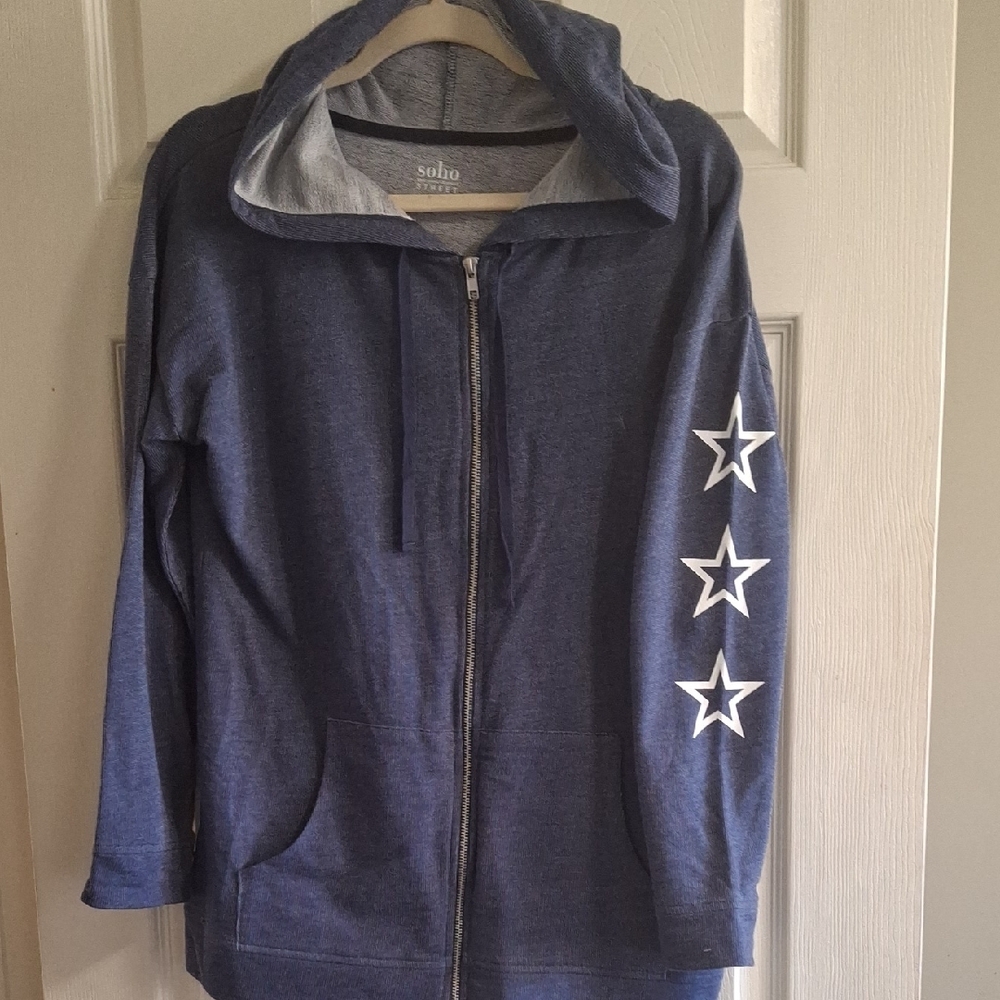 Solu Blue Hoodie with White Star Accents